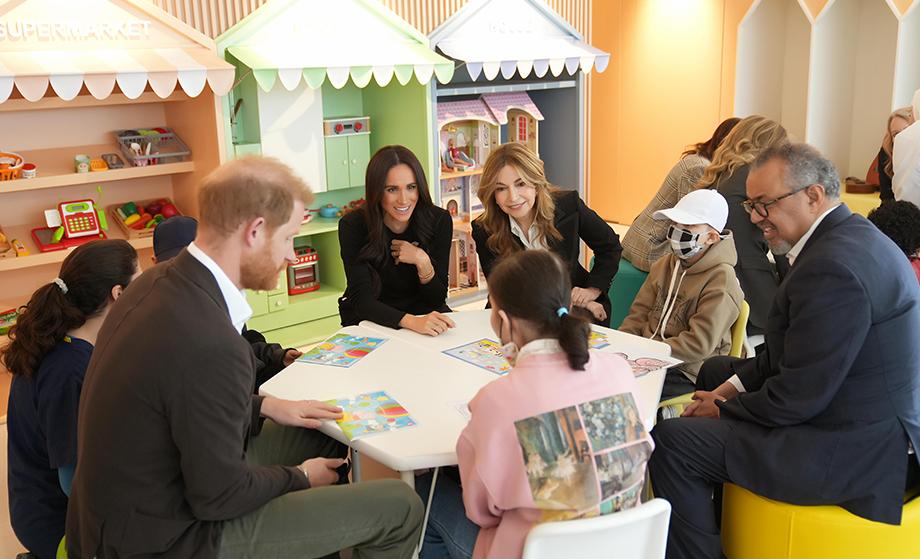 Princess Ghida Talal Receives WHO Delegation Joined by Prince Harry, Duke of Sussex, and Meghan, Duchess of Sussex