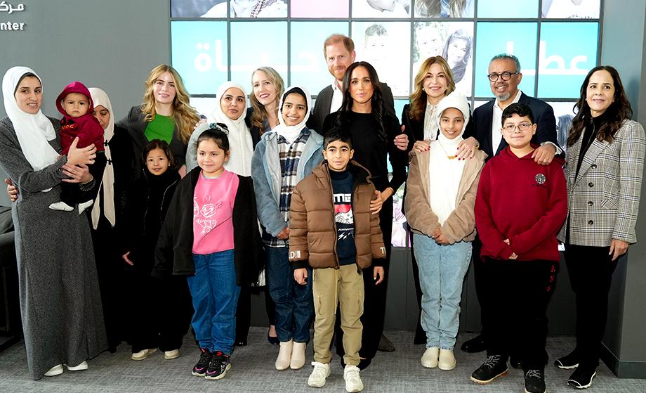 Princess Ghida Talal Receives WHO Delegation Joined by Prince Harry, Duke of Sussex, and Meghan, Duchess of Sussex